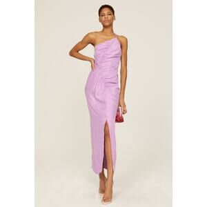 SUBOO Purple Cupro Andy Slip Style Sleeveless Asymmetrical Ruched Dress size M